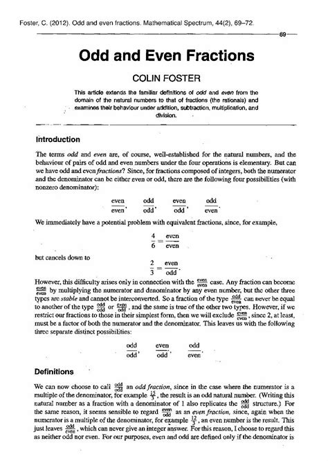 Odd and Even , Fraction .